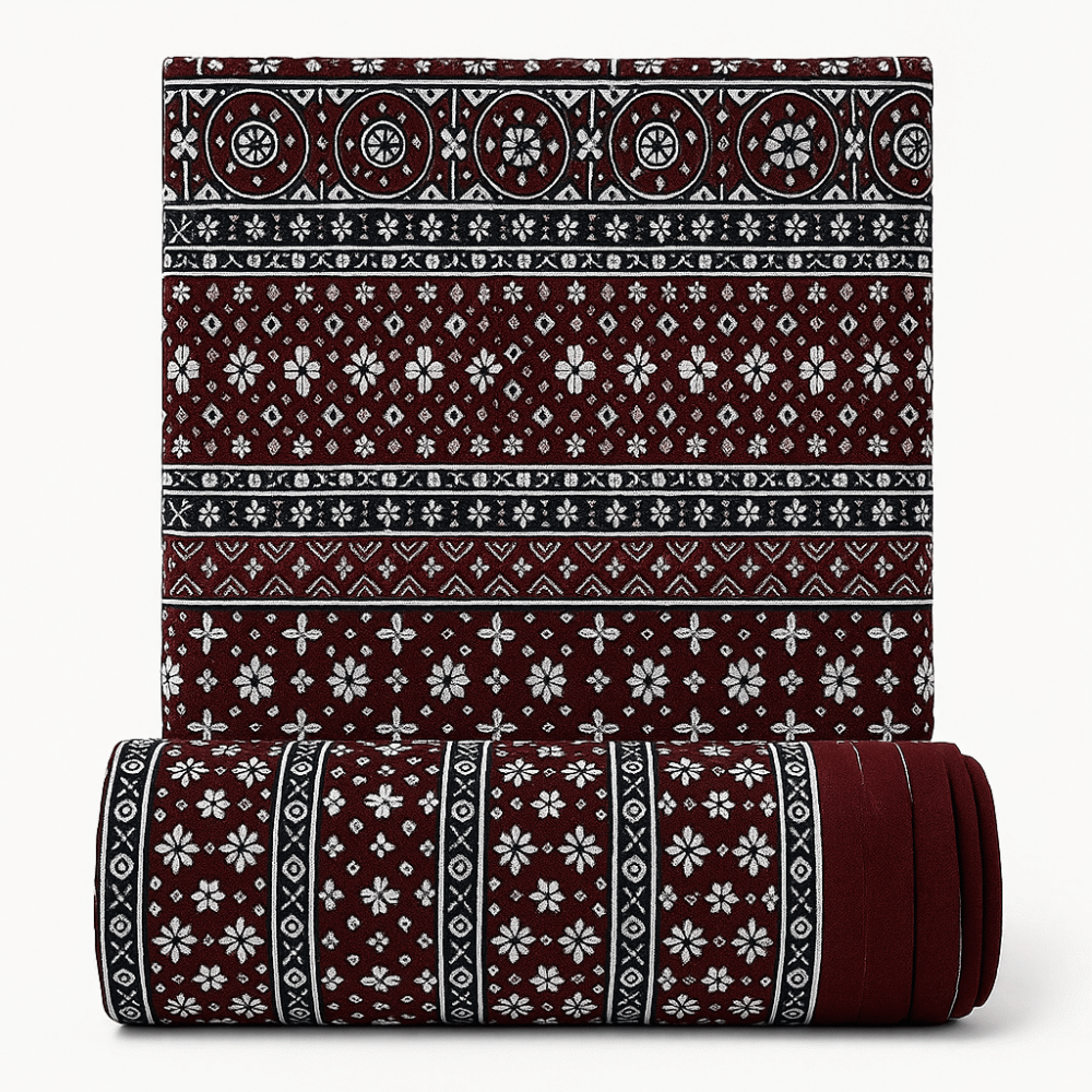 Linen Block Printed Fancy Sindhi Ajrak Shawl with Shimmer