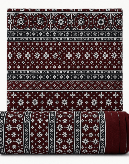 Linen Block Printed Fancy Sindhi Ajrak Shawl with Shimmer