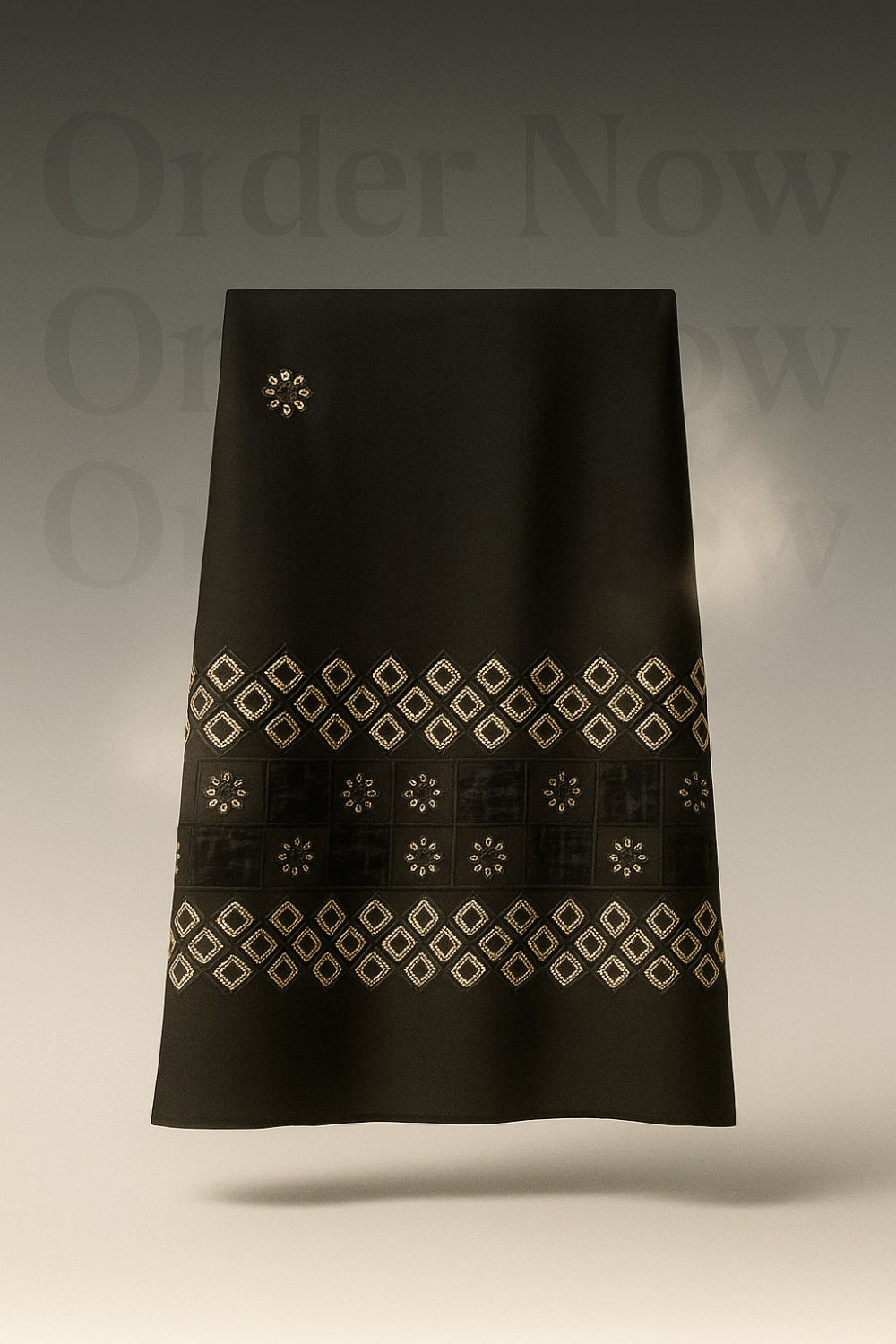 Jet Black Chikankari Embroidery Shawl with Net Border – Elegant & Lightweight
