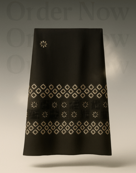Jet Black Chikankari Embroidery Shawl with Net Border – Elegant & Lightweight