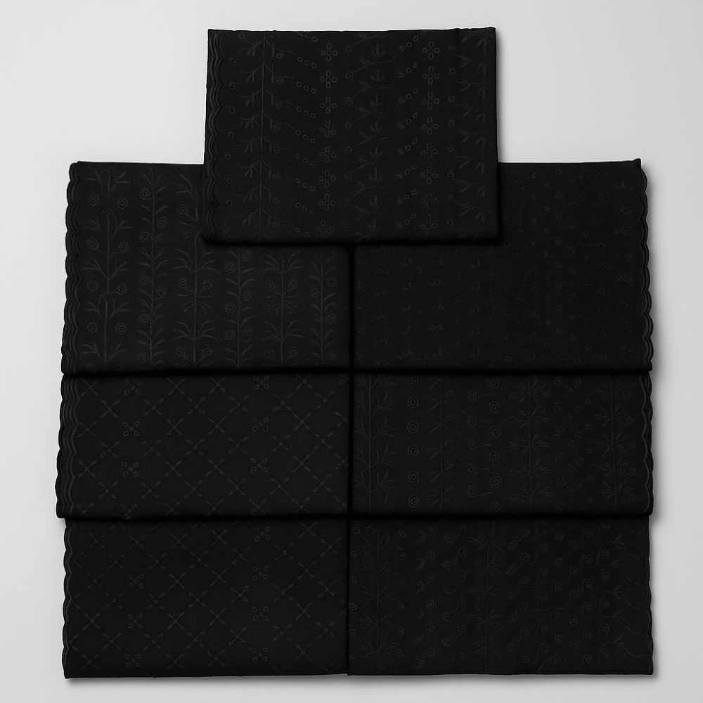 Elegant and Beautiful Black Chikankari Machine Embroidery Pure Lawn Chadar with Tarkashi Work Shawl