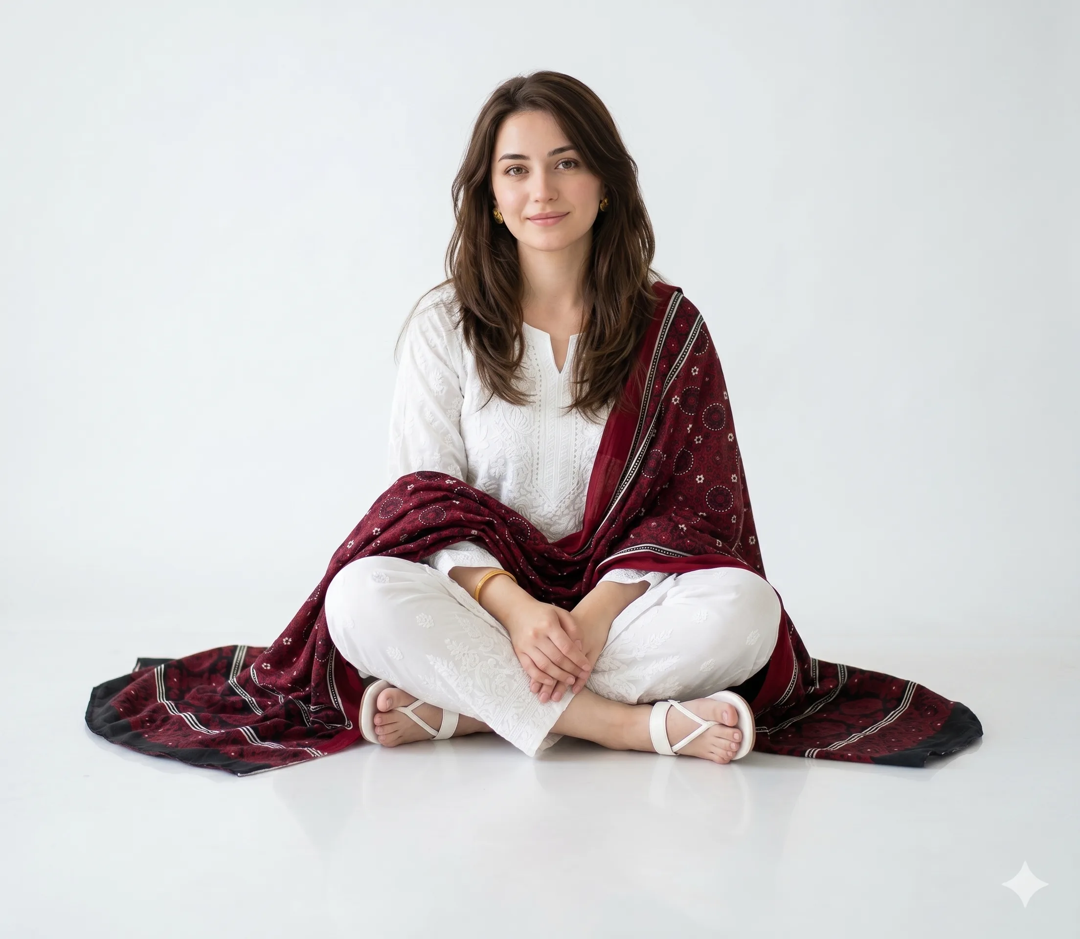 Swiss Lawn Sindhi Ajrak – Elegant Maroon & Black