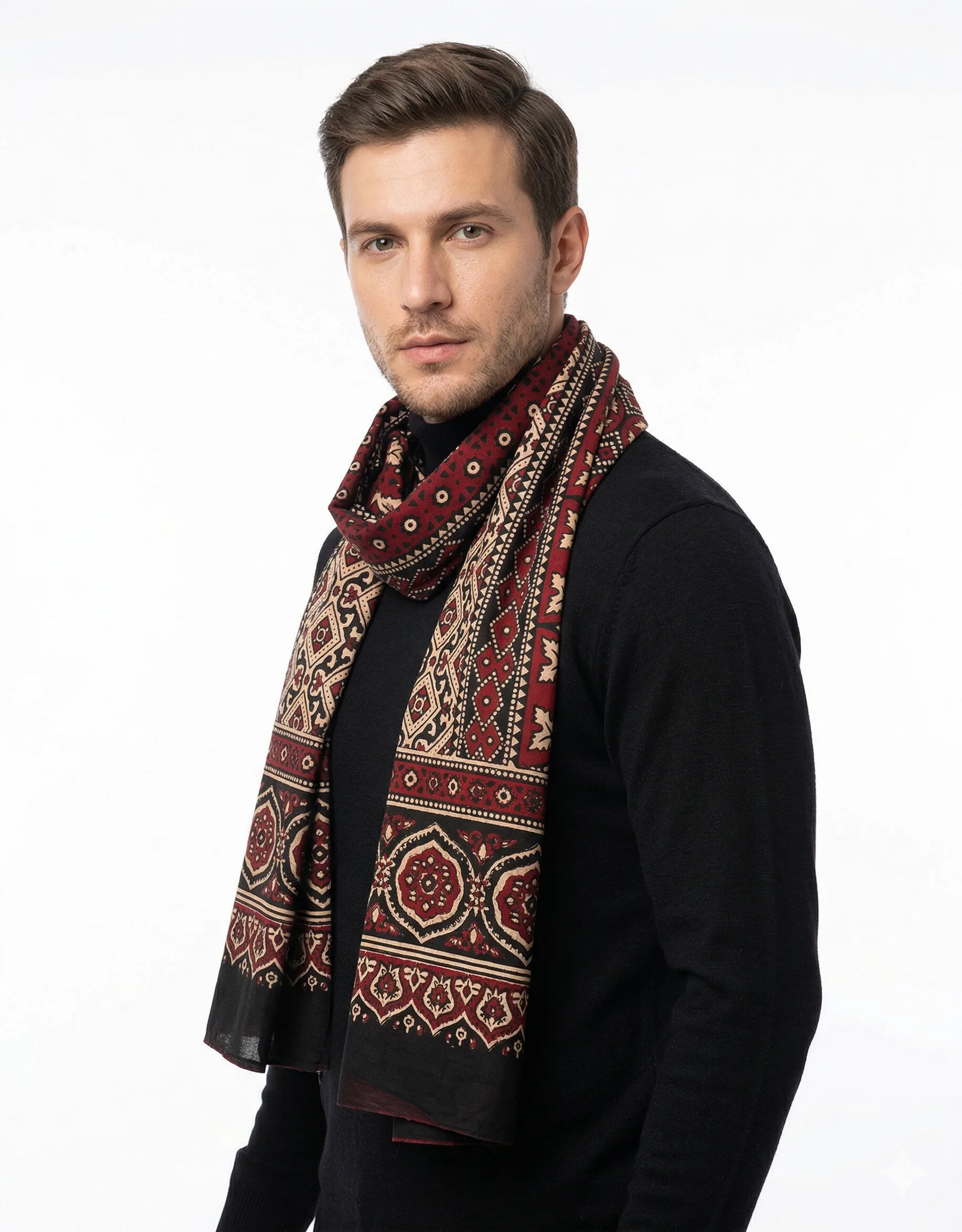 Cotton Sindhi Ajrak – Authentic Hand Block Print Shawl