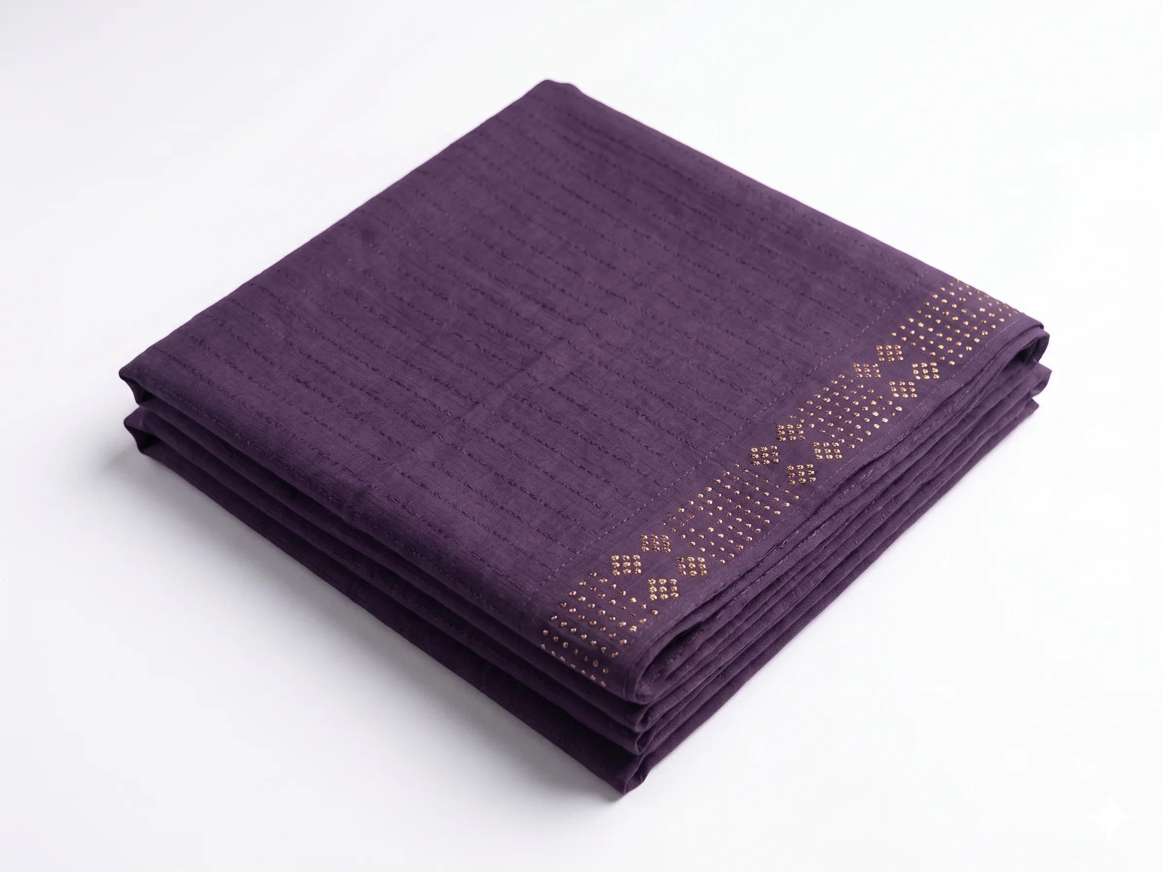 Deep Purple Lawn Handmade Shawl Pakistan With Gold Beadwork