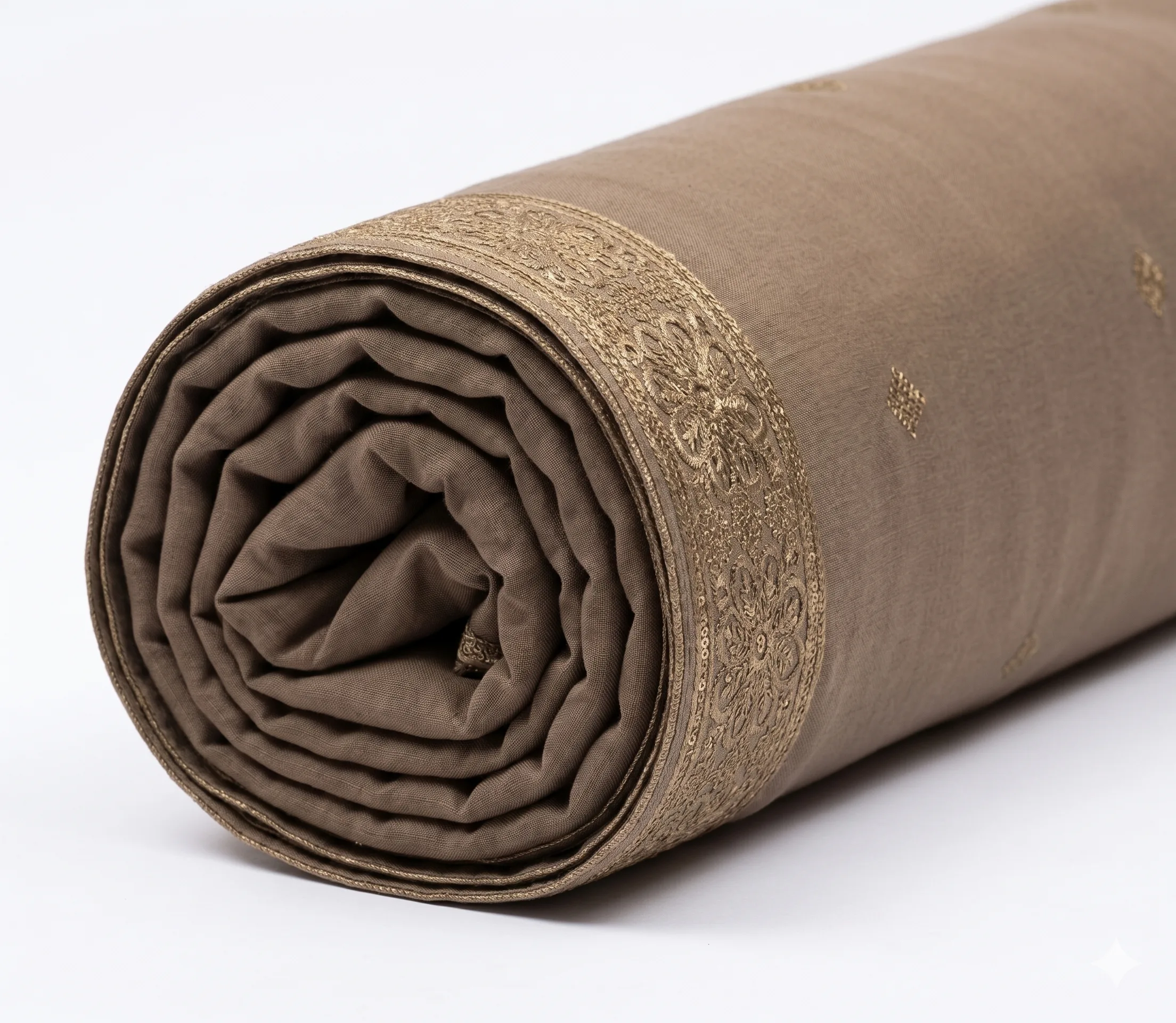 Mocha Brown Handmade Shawl Pakistan With Floral Embroidery - Image 2